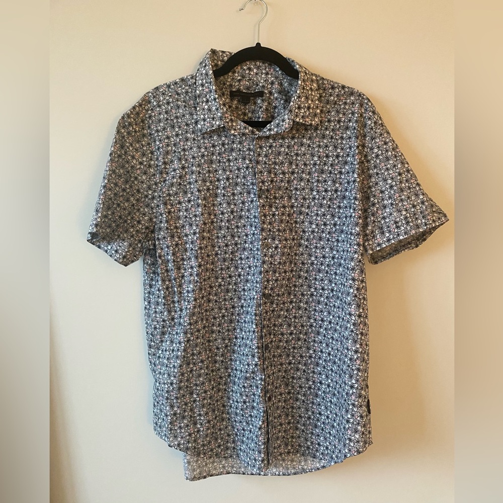John Varvatos Geometric Floral Short Sleeve Button Down